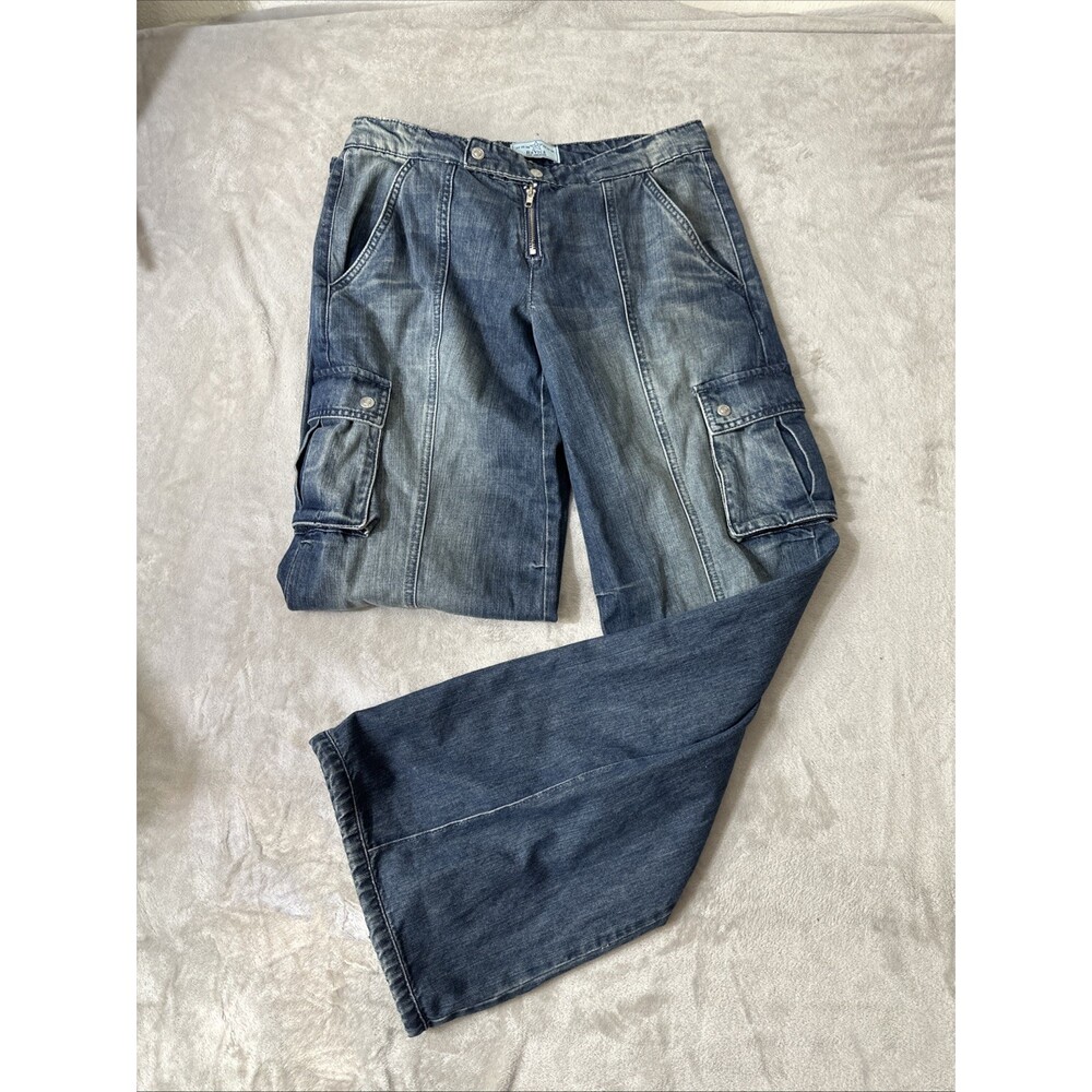 REVICE adorable Women's Dark Blue Washed Cargo jeans